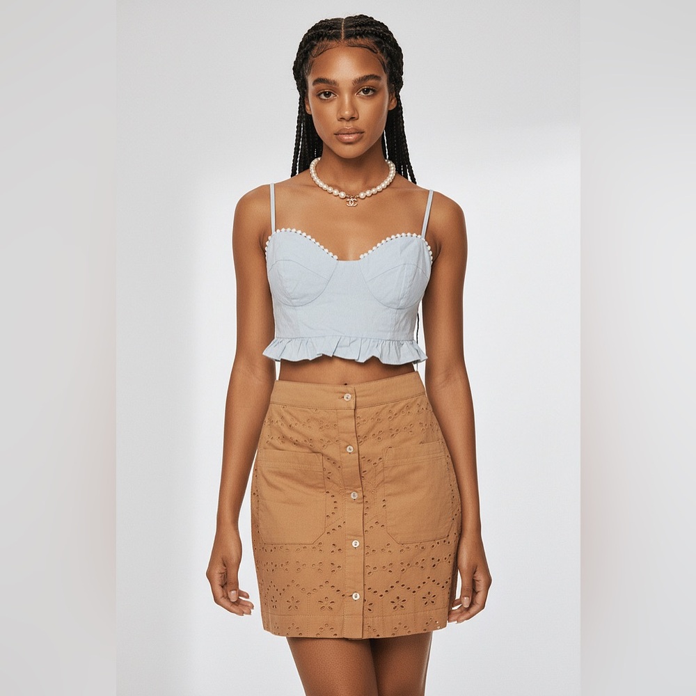 Avec Les Filles - Apricot Eyelet Skirt